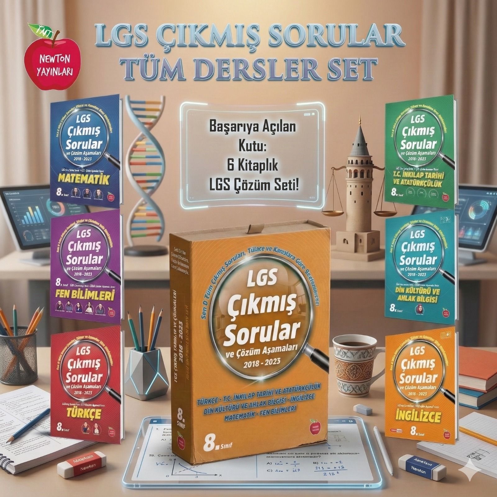 64c85570-667d-4fa2-bf22-f424e66f7a7b.jpeg Newton 8.Sinif LGS Çikmis Sorular Tüm Dersler Set (6Kitap) - Görsel 1