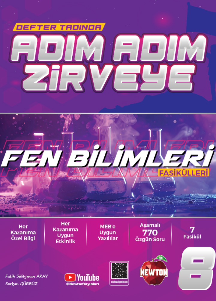 Newton-Web---Book-Covers---8-Sınıf-fen-fasiul 8. Sınıf Adım Adım Zirveye Fen Bilimleri - Konu Anlatımlı Soru Bankası Fasikülleri - Görsel 1